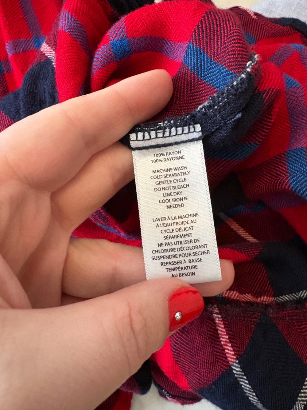 Red & Navy Plaid Ruffle Off-Shoulder Top - Picture 4 of 5